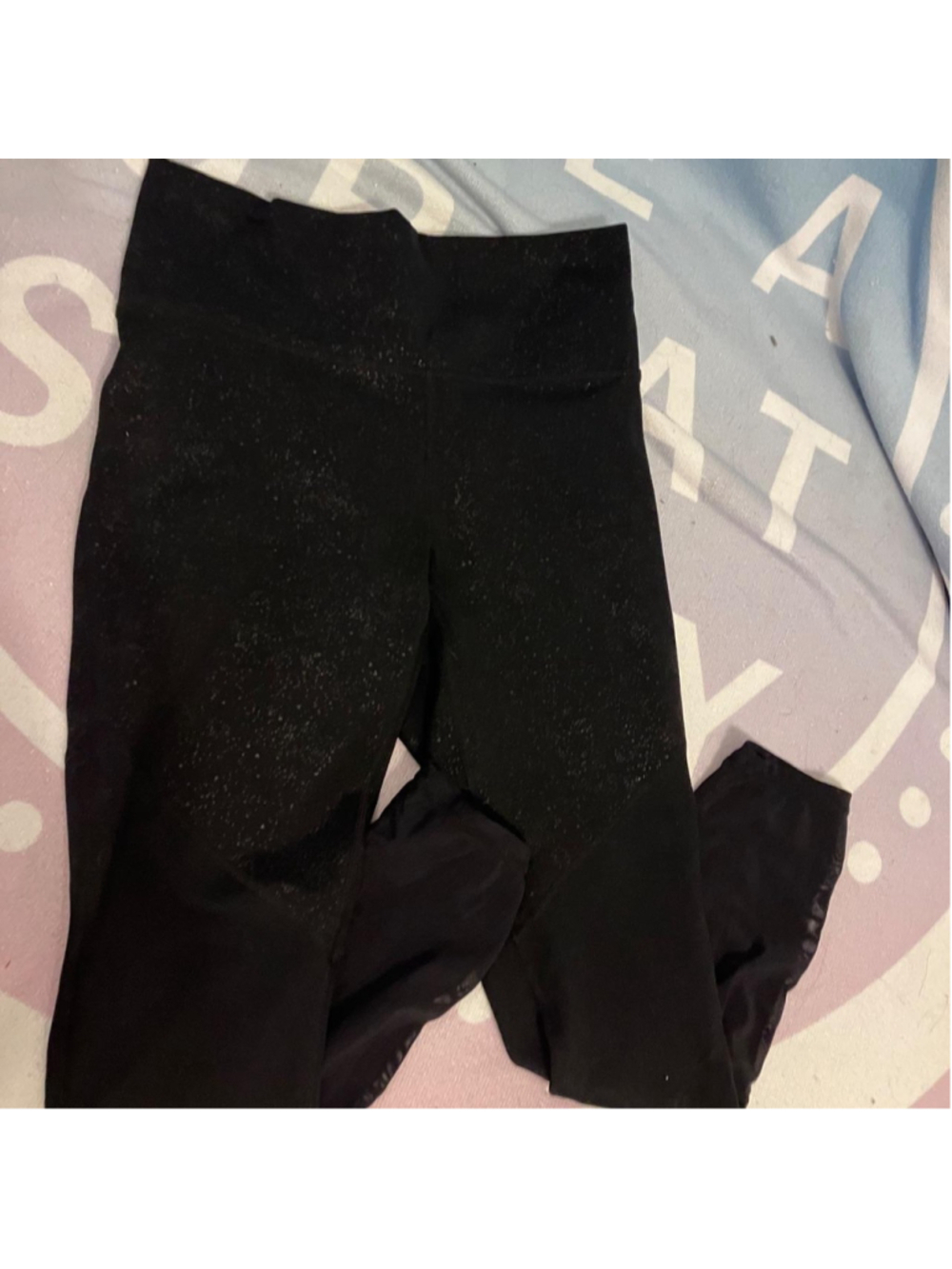 Fabletics Black Sparkle & Mesh Athleisure Leggings (Small)